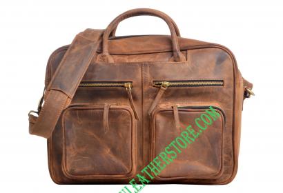 New Design Men's Crazy horse Leather Briefcases Handbags Laptop Shoulder bags Vintage Totes